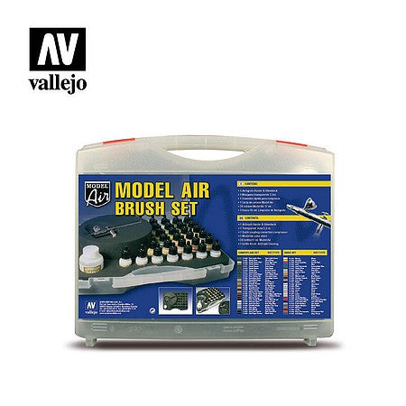 Vallejo Model Air Camouflage Color Set – 29 Colors + Airbrush – 71.173