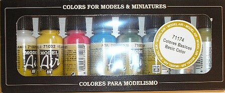 Vallejo Model Air Basic Color Set 8 x 17 ml – 71.174
