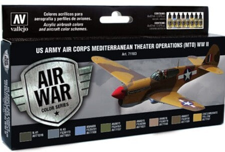Vallejo Model Air US Air Corps Mediterranean Theater Set 8 Colors – 71.183