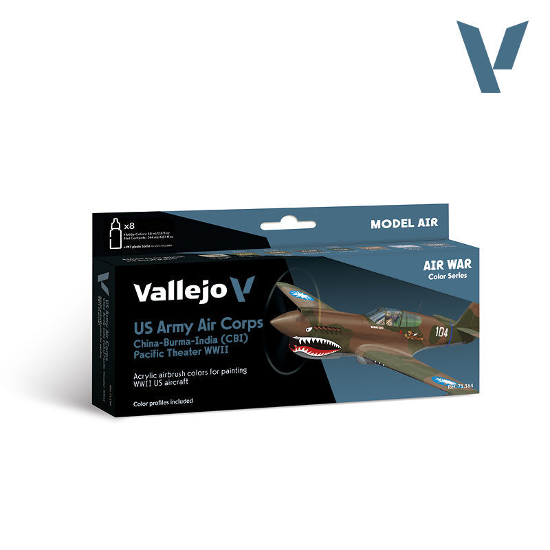 Vallejo Model Air 71.184 USAAF CBI Pacific WWII 8-color paint set