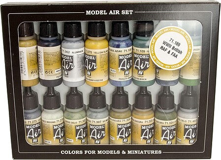 Vallejo Model Air WWII RAF & FAA Set 16 Colors – 71.189