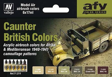 Vallejo Model Air British Caunter Colors Set 6 Colors – 71.211