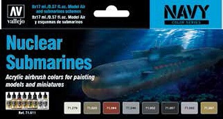 Vallejo Model Air Nuclear Submarine Colors – 8 Paint Set – 71.611
