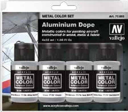 Vallejo Metal Color Aluminum Dope Set 4 Colors – 77.603