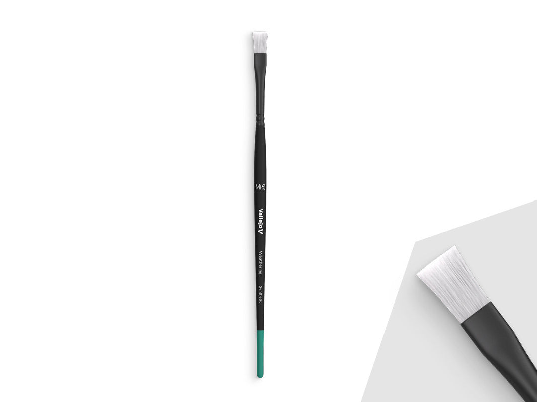 Vallejo Weathering Flat Synthetic Brush – Medium #6 – B09002– product image