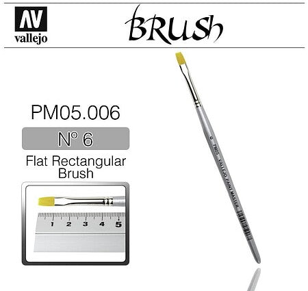 Vallejo Toray Flat Rectangular Brush No. 6 – PM05006 — exact Vallejo product photo