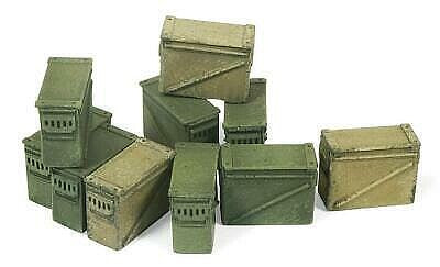 Vallejo SC221 Large Ammo Boxes for 12.7 mm, 1:35 Resin Accessories (10)