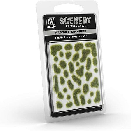 Actual Vallejo SC401 Wild Tuft Dry Green small 2 mm 35-piece retail package