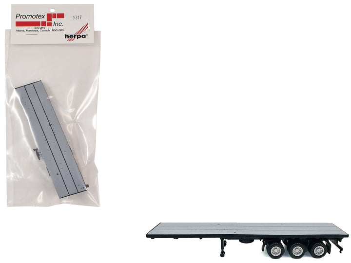 40ft 3-Axle Flatbed Trailer Gray Top 1/87 (HO) Plastic Model by Promotex image 2