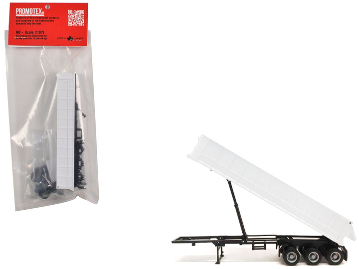 3-Axle Dump Trailer White 1/87 (HO) Plastic Model by Promotex image 2