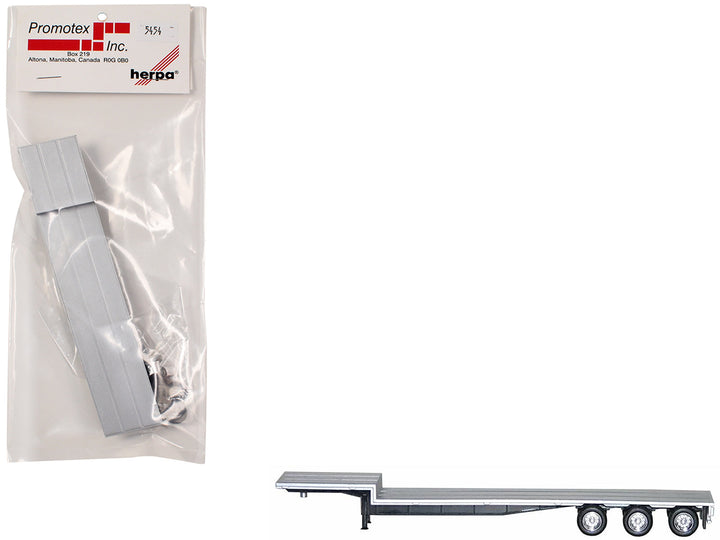48ft 3-Axle Drop Deck Trailer with Chrome Wheels and Silver Top 1/87 (HO) Plastic Model by Promotex image 2