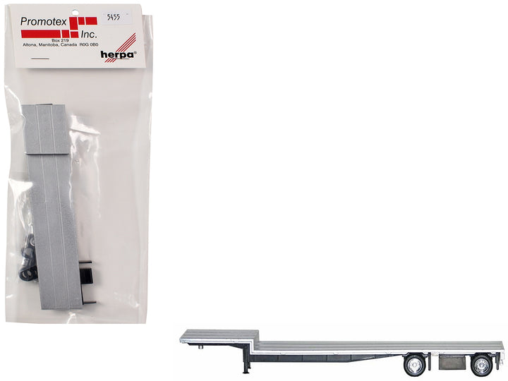 48ft Spread-Axle Drop Deck Trailer with Chrome Wheels and Silver Top 1/87 (HO) Plastic Model by Promotex image 2