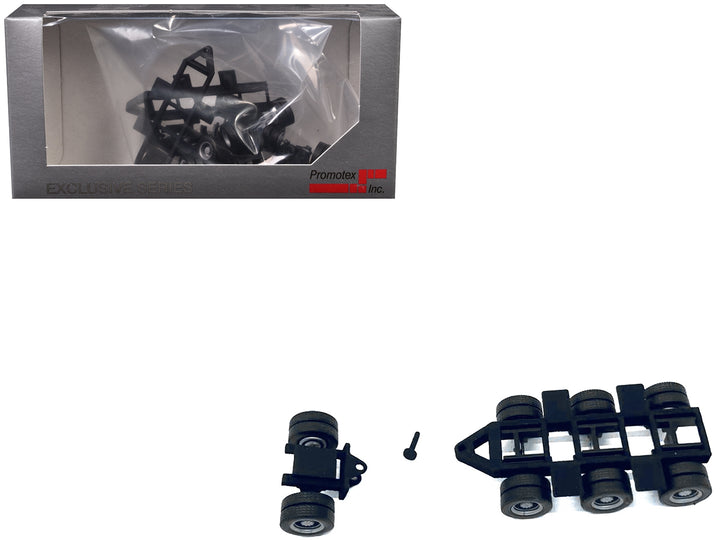 Lowboy Tri-Axle Booster with Integrated Rear Axle (2 Sets) 1/87 (HO) Plastic Model by Promotex image 2