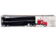 Peterbilt with Sleeper Cab Red with Black Livestock Trailer 1/87 (HO) Plastic Model Car by Promotex image 3