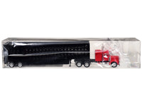 Peterbilt with Sleeper Cab Red with Black Livestock Trailer 1/87 (HO) Plastic Model Car by Promotex image 3