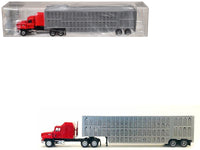 Mack CH 613 with Sleeper Cab Red with Silver Livestock Trailer 1/87 (HO) Plastic Model Car by Promotex image 3