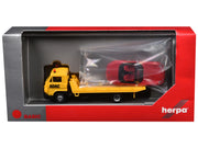 Flatbed Tow Truck "ADAC" Yellow and BMW Z4 Convertible Red Set of 2 pieces 1/87 (HO) Plastic Model Cars by Promotex image 3
