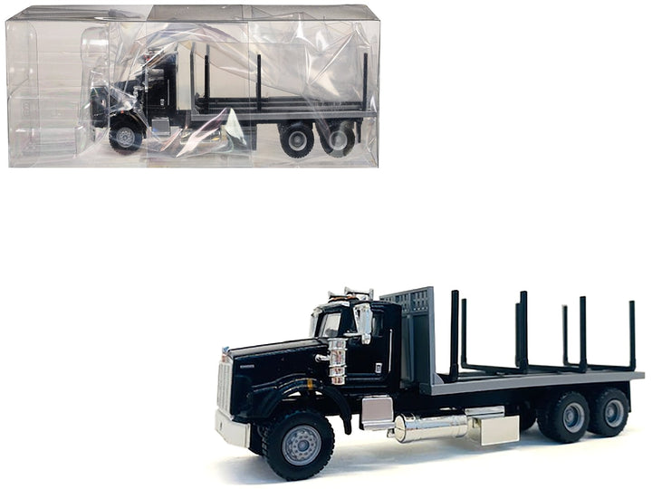 Kenworth T800 Stake Bed Truck Black 1/87 (HO) Plastic Model Car by Promotex image 2