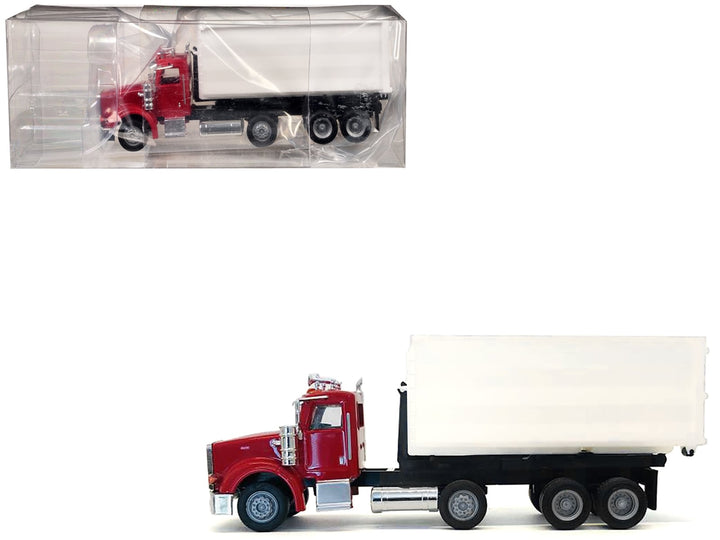 Peterbilt 367 Roll-Off Dump Truck Red with White Box 1/87 (HO) Plastic Model Car by Promotex image 2