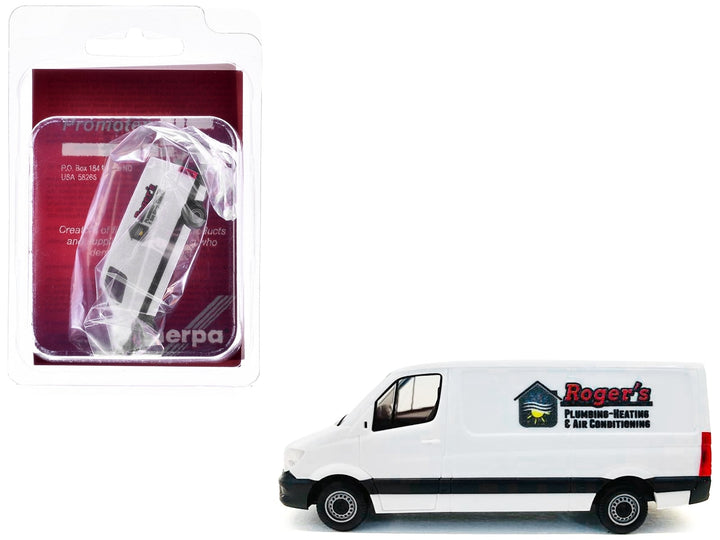 Mercedes-Benz Sprinter Van White "Roger's Plumbing-Heating & Air Conditioning" 1/87 (HO) Plastic Model Car by Promotex image 2