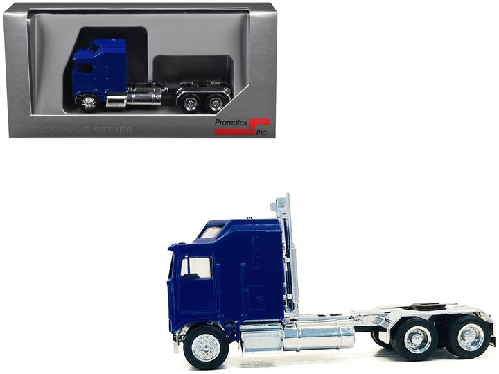 Kenworth K100 with 1-Bar Grill and X-Long Chrome Chassis Blue 1/87 (HO) Plastic Model Car by Promotex image 2