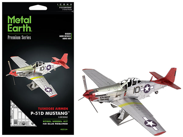 Model Kit North American P-51D Mustang Fighter Aircraft "Tuskegee Airmen Duchess Arlene 100th Fighter Squadron" United States Army Air Forces (Challenging Difficulty) Steel Model by Metal Earth