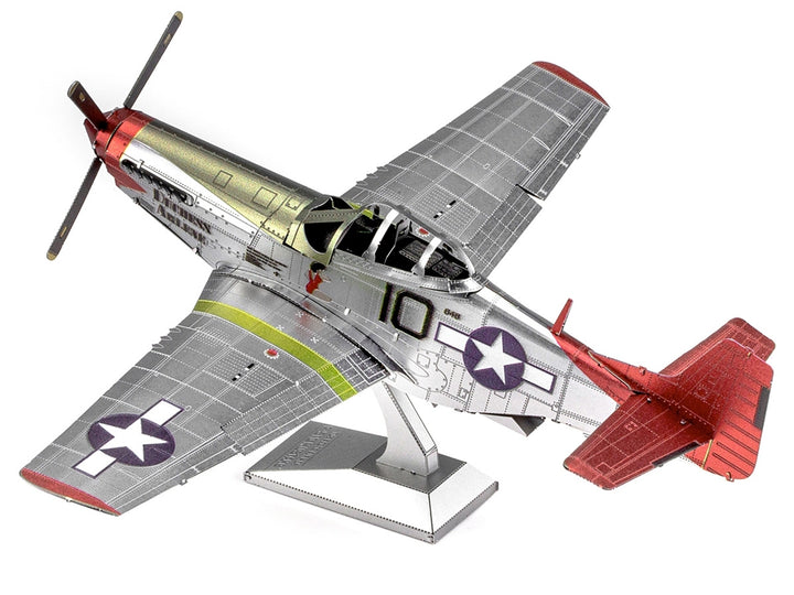 Model Kit North American P-51D Mustang Fighter Aircraft "Tuskegee Airmen Duchess Arlene 100th Fighter Squadron" United States Army Air Forces (Challenging Difficulty) Steel Model by Metal Earth image 2