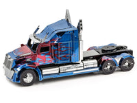 Model Kit Western Star 5700 Truck "Optimus Prime" Blue with Red Flames "Transformers: The Last Knight" (2017) Movie (Moderate Difficulty) Steel Model by Metal Earth image 2