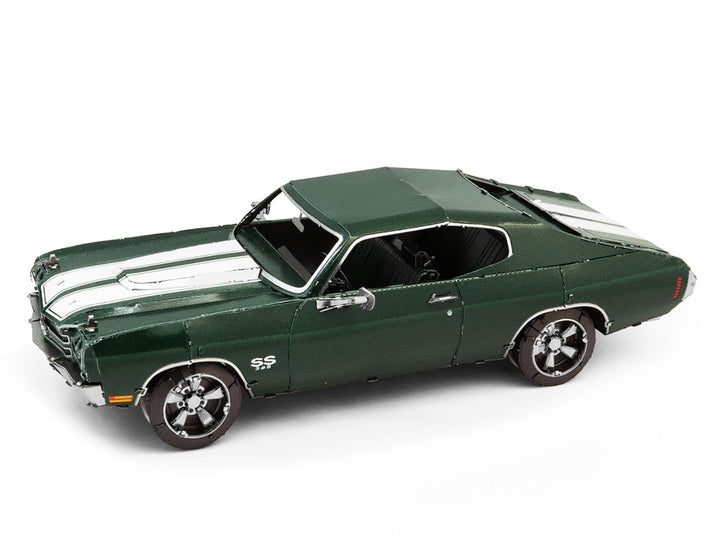 Model Kit 1970 Chevrolet Chevelle SS Green with White Stripes (Challenging Difficulty) Steel Model by Metal Earth image 2