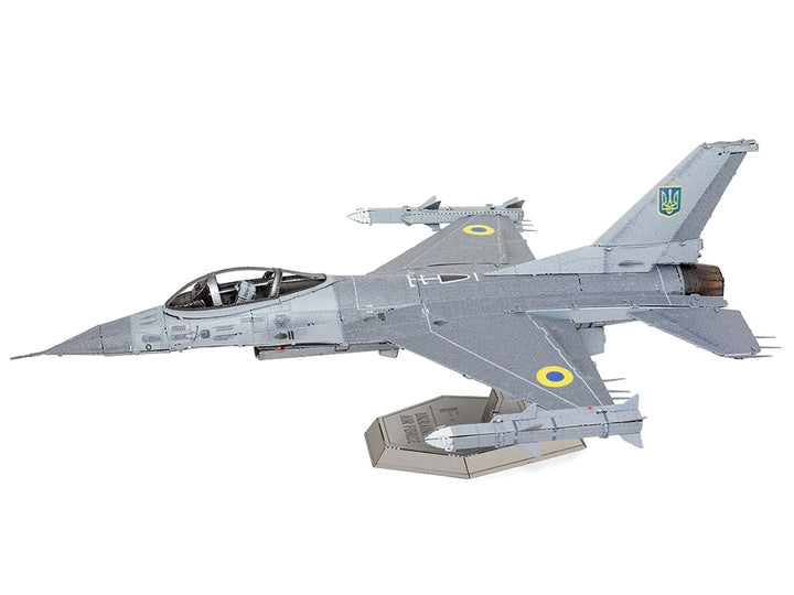 Model Kit Lockheed Martin F-16 Fighting Falcon Aircraft "Ukrainian Air Force" (Moderate Difficulty) Steel Model by Metal Earth image 2