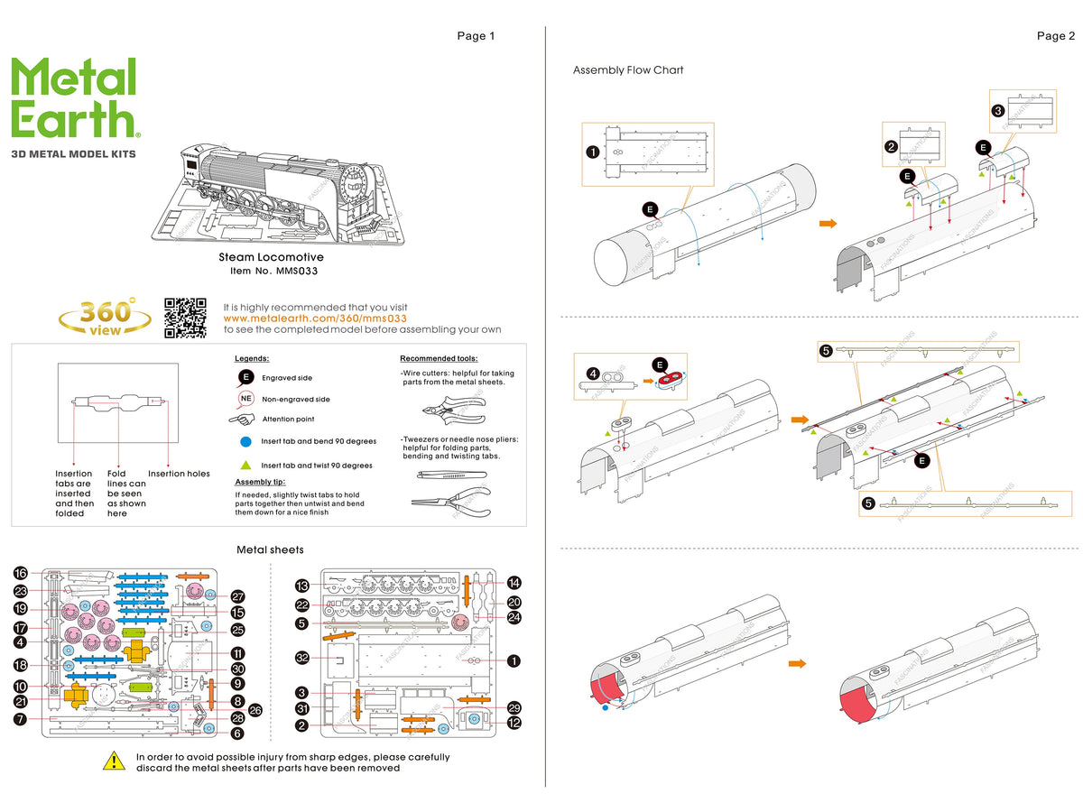 Model Kit Steam Locomotive #844 (Moderate Difficulty) Steel Model by Metal Earth image 5