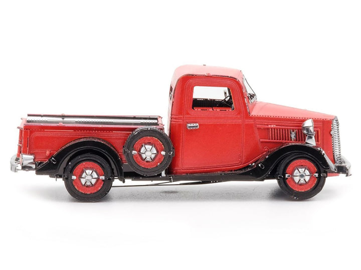 Model Kit 1937 Ford Pickup Truck Red and Black (Moderate Difficulty) Steel Model by Metal Earth image 2