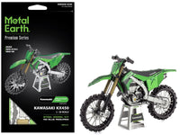 Model Kit Kawasaki KX450 Off-Road Motorcycle Green (Challenging Difficulty) Steel Model by Metal Earth