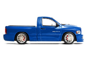 2003 Dodge Ram SRT-10 Pickup Truck Electric Blue Metallic with White Stripes 1/64 Diecast Model Car by Shoom64 Models image 3