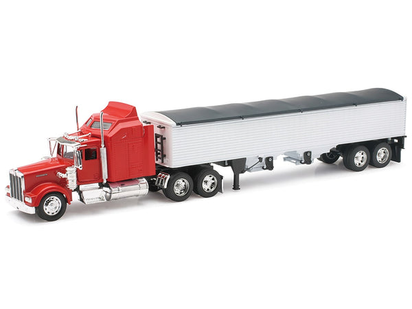 Kenworth W900 Grain Truck Red and White "Long Haul Truckers" Series 1/32 Diecast Model by New Ray