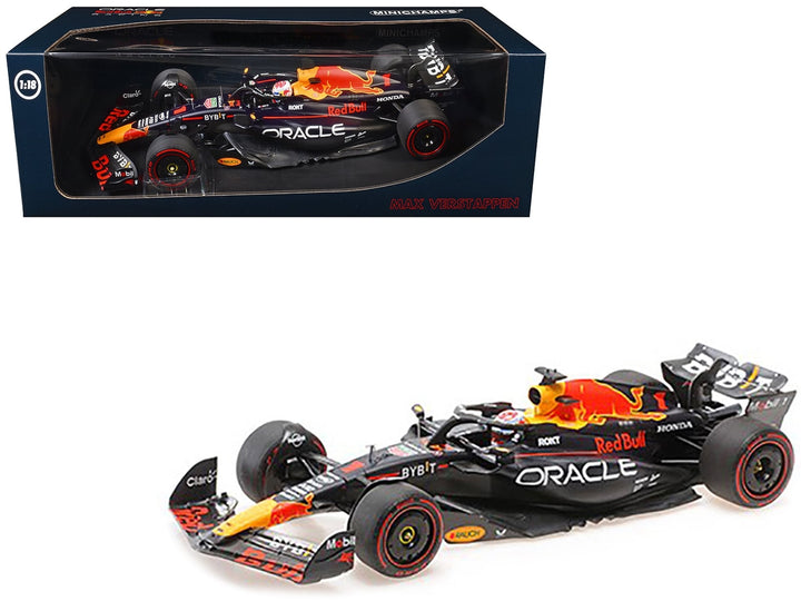 Red Bull Racing RB19 #1 Max Verstappen "Oracle" 2nd Place F1 Formula One Sprint Race "Qatar GP" (2023) with Driver Limited Edition to 480 pieces Worldwide 1/18 Diecast Model Car by Minichamps image 2