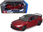 Alfa Romeo Giulia GTA Red Metallic with Carbon Top 1/18 Diecast Model Car by Bburago image 4