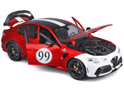Alfa Romeo Giulia GTAm #99 Red Metallic with Black Top and White Graphics 1/18 Diecast Model Car by Bburago image 2