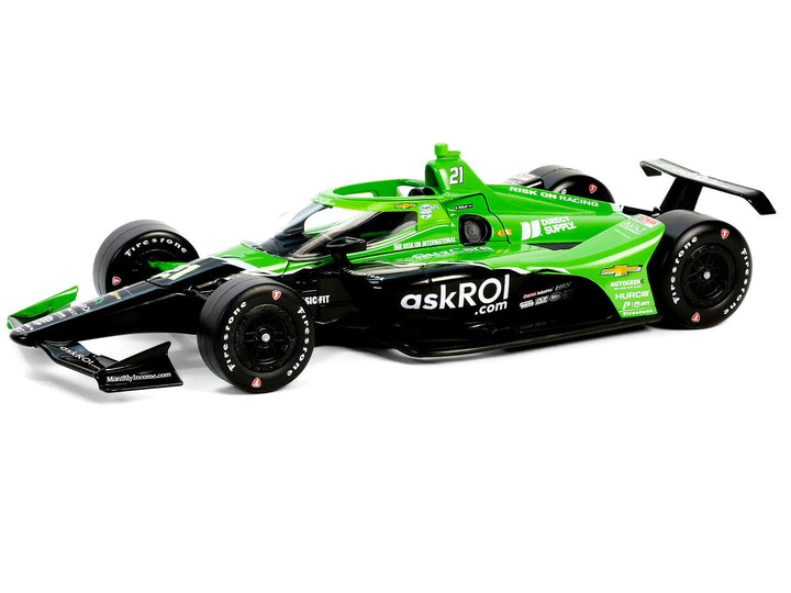 Dallara IndyCar #21 Rinus VeeKay "Risk On International" Ed Carpenter Racing "NTT IndyCar Series" (2024) 1/18 Diecast Model Car by Greenlight image 2