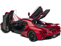 2017 Ford GT Liquid Red Metallic with Silver Stripes 1/12 Model Car by Autoart image 3
