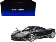 Pagani Huayra Gloss Black with Silver Stripes and Silver Wheels 1/12 Model Car by Autoart image 2