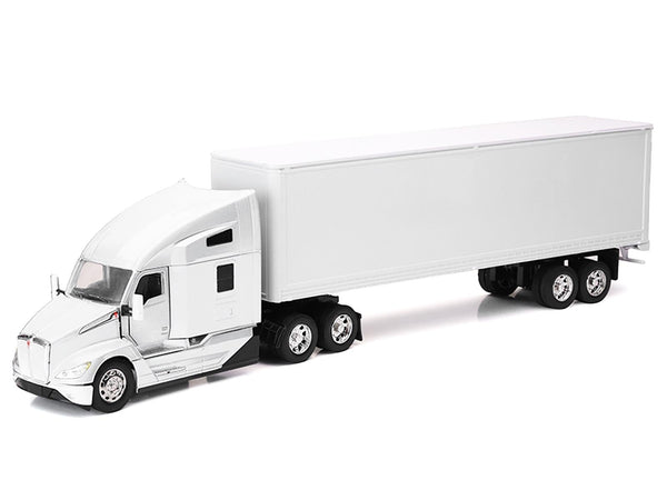 Kenworth T680 Truck White with Dry Van Trailer White "Long Haul Trucker" Series 1/32 Diecast Model by New Ray