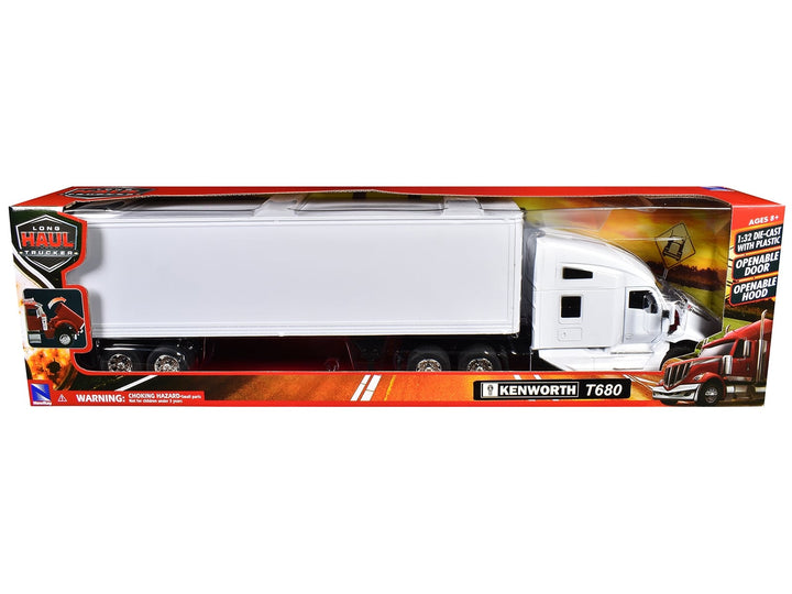 Kenworth T680 Truck White with Dry Van Trailer White "Long Haul Trucker" Series 1/32 Diecast Model by New Ray image 2