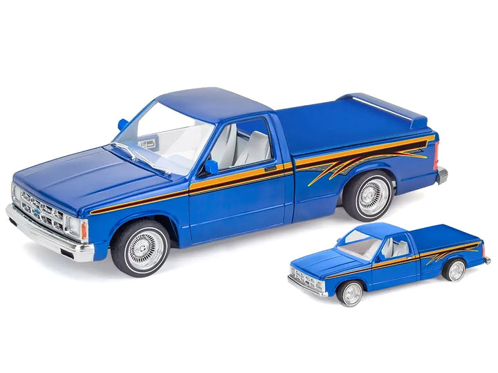 Level 4 Model Kit 1991 Chevrolet S-10 Lowrider Pickup Truck with 1/64 Diecast Version Included "Big + Little Series" 1/25 Scale Model by Revell image 2