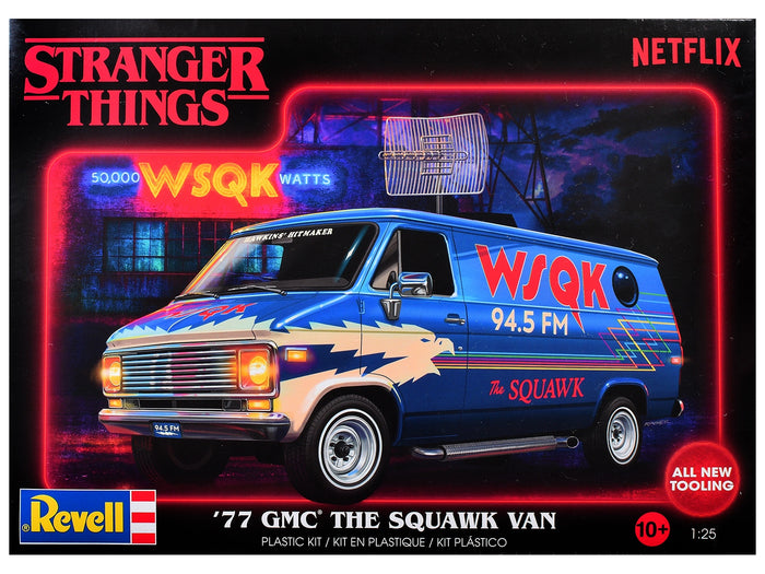 Level 3 Model Kit 1977 GMC "WSQK Squawk" Van "Stranger Things" (2016-2025) TV Series 1/25 Scale Model by Revell