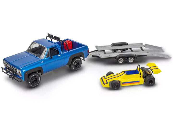Level 3 Model Kit 1978 Chevrolet Off-Road 4x4 Pickup Truck and "Malibu Grand Prix" Virage with Trailer "Fantasy Formula" 1/25 Scale Model by Revell image 2