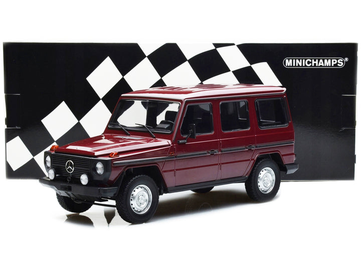 1980 Mercedes-Benz G-Model (LWB) Dark Red with Black Stripes Limited Edition to 402 pieces Worldwide 1/18 Diecast Model Car by Minichamps image 2