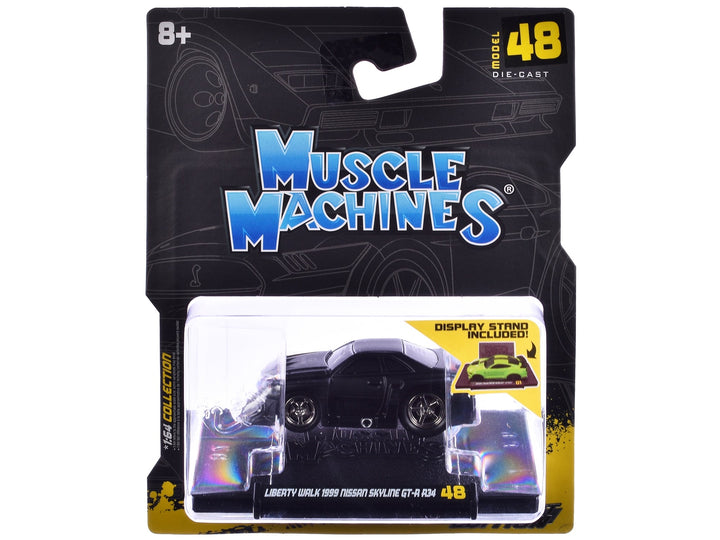 1999 Nissan Skyline GT-R (R34) #5 "Liberty Walk" Matt Black 1/64 Diecast Model Car by Muscle Machines image 2