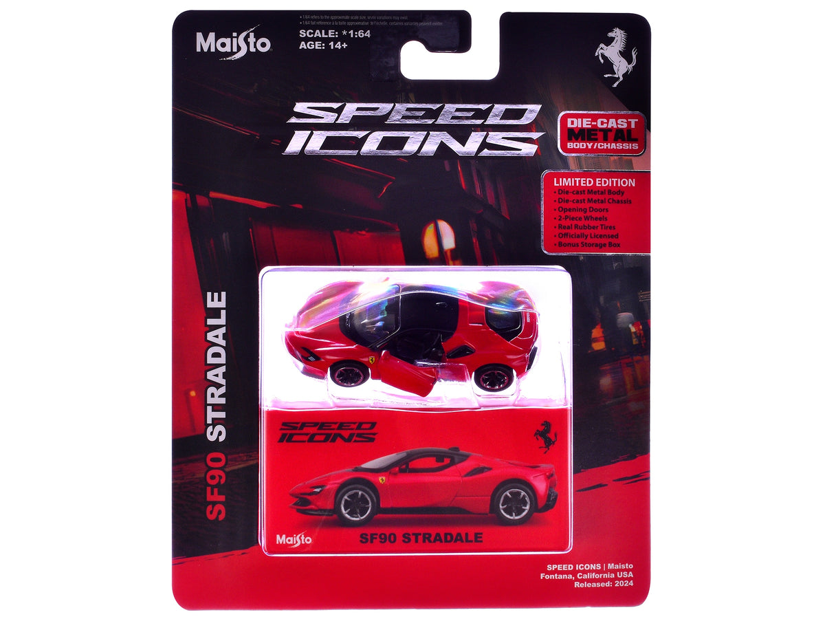Ferrari SF90 Stradale Red with Black Top "Speed Icons" Series 1/64 Diecast Model Car by Maisto image 3