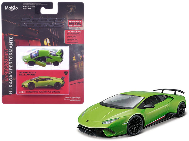 Lamborghini Huracan Performante Green "Speed Icons" Series 1/64 Diecast Model Car by Maisto image 2